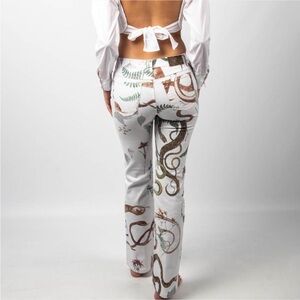 White Cavalli Jeans with snake print